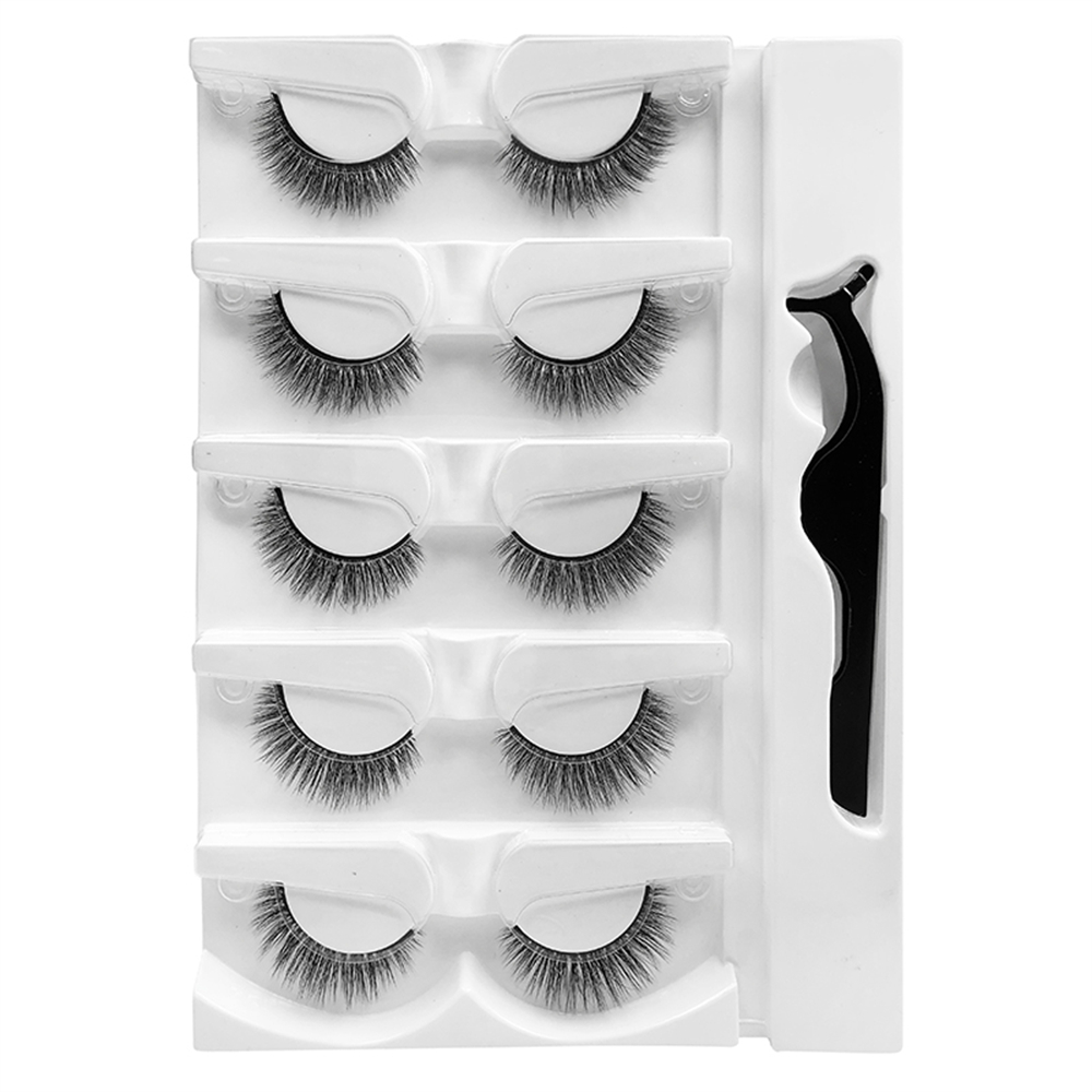 Sensitive Lash Glue - ขนตาปลอมแบบไม่ต้องใช้กาว 5 คู่ พร้อมแถบกาวที่ไวต่ออุณหภูมิ ใช้งานง่าย เหมาะสำหรับผู้เริ่มต้น
