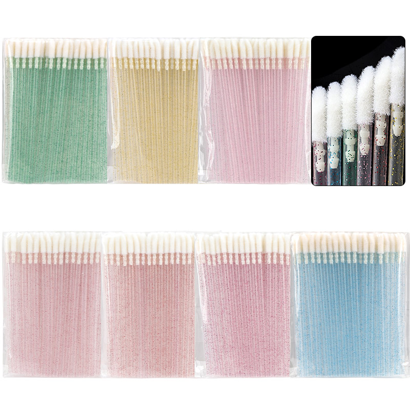 Eyelash Extension Eyeliner - แปรงปัดมาสคาร่าแบบใช้แล้วทิ้ง 50 ชิ้น ด้ามจับคริสตัล สำหรับแต่งหน้า ต่อขนตา