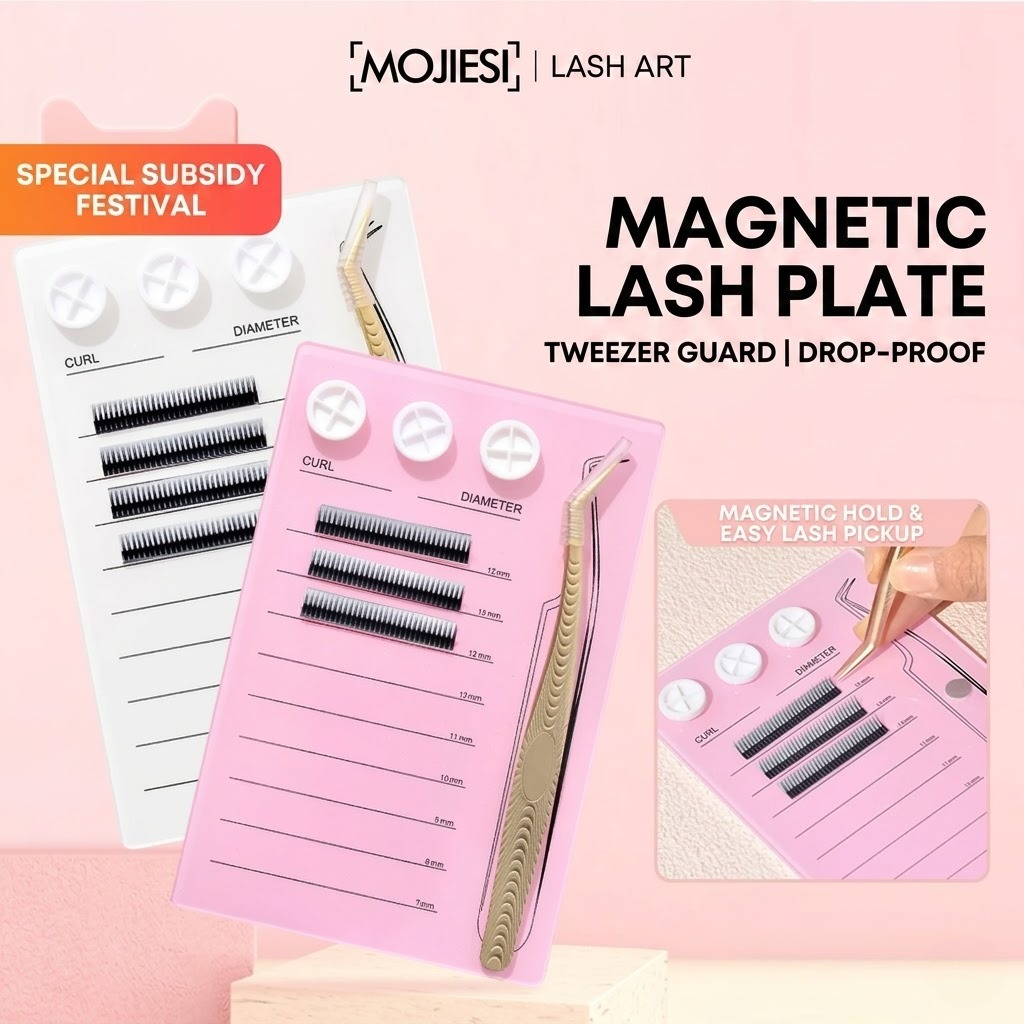 Eyelash Extension Volume - ถาดแม่เหล็กสำหรับต่อขนตาและแผ่นวางกาวอะคริลิก, ถาดจัดระเบียบขนตาแบบพัด