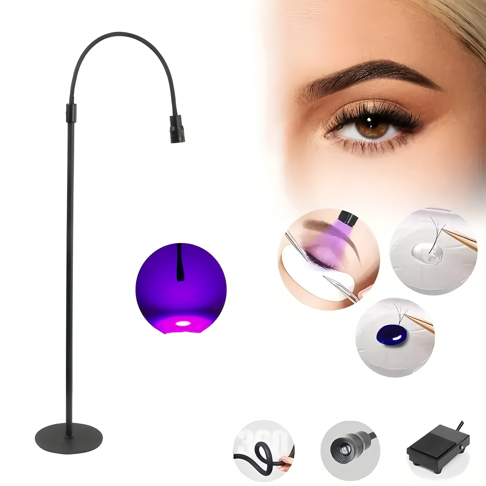 Eyelash Extension Led - ไฟ LED 5W แบบตั้งพื้นพร้อมสวิตช์เหยียบ สำหรับต่อขนตา อบกาวเล็บ
