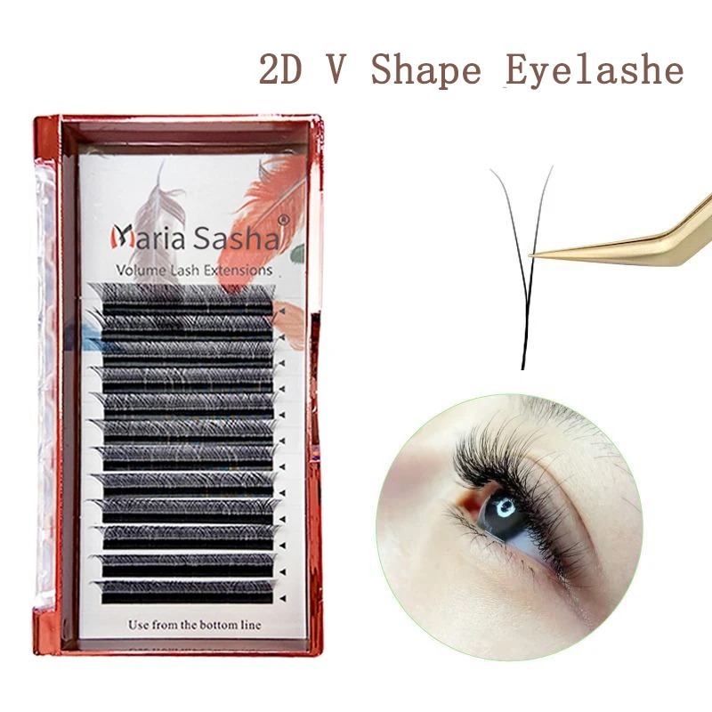 Eyelash Extension For Asian Eyes - MARIA 2D Y รูปร่างขนตามือ Premium 2D