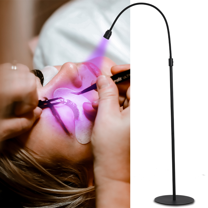 Eyelash Extension Led - โคมไฟยูวีสำหรับต่อขนตา 12W พร้อมแป้นเหยียบปรับระดับได้ คอปรับระดับได้ สำหรับการอบกาวต่อขนตาในร้านเสริมความงาม