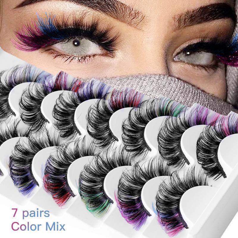 ขนตาปลอมสีสันสดใส 7 คู่ 3 มิติ - Eyelash Extension Volume บทวิจารณ์และราคา